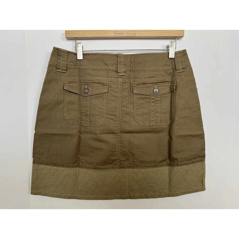 Aventura Melia Women's Skirt Size 16 Brushed Nickel Button Front Organic Cotton